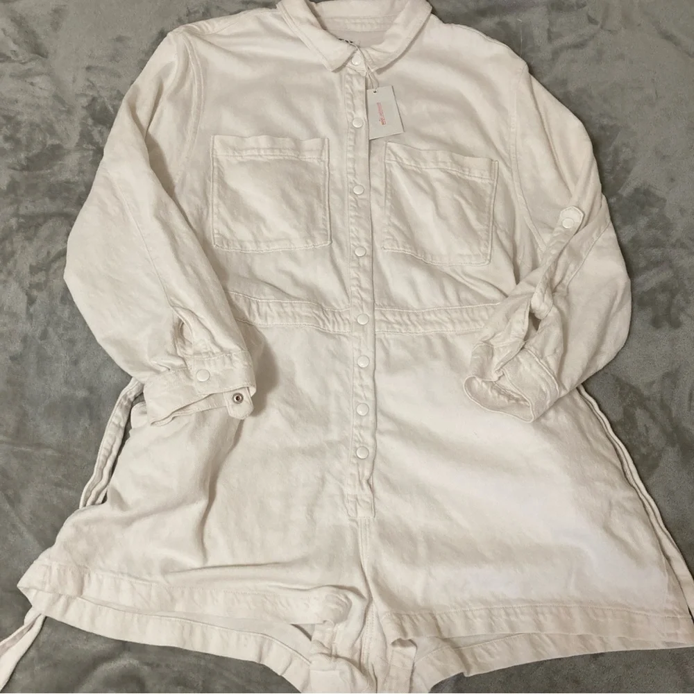 Good American Women’s Romper White Collared Size 7 - Picture 12 of 16